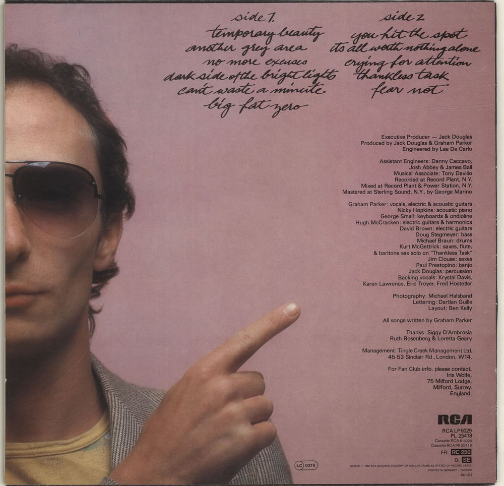 Graham Parker Another Grey Area German vinyl LP album (LP record) GRPLPAN341623