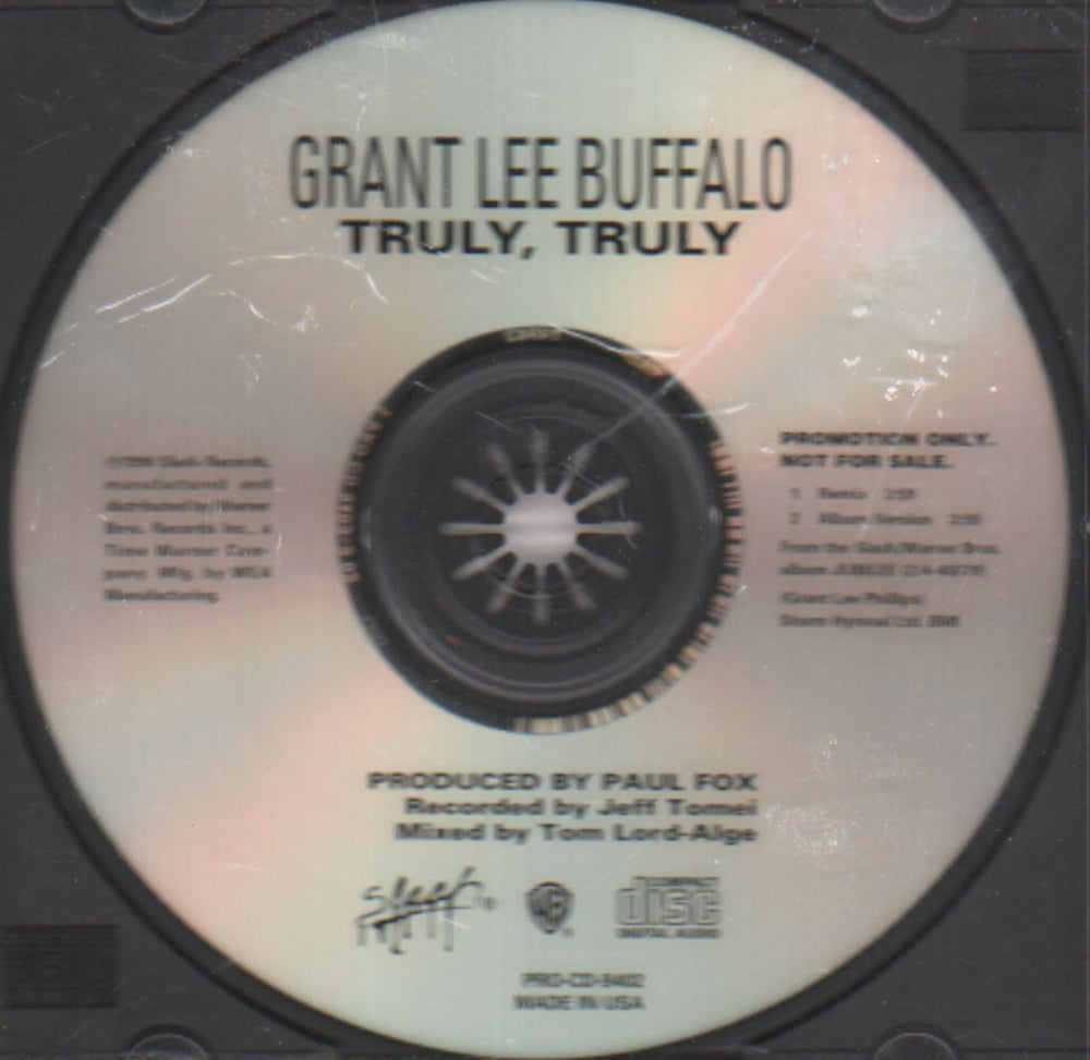 Grant Lee Buffalo Truly, Truly US Promo CD single (CD5 / 5") PRO-CD-9402