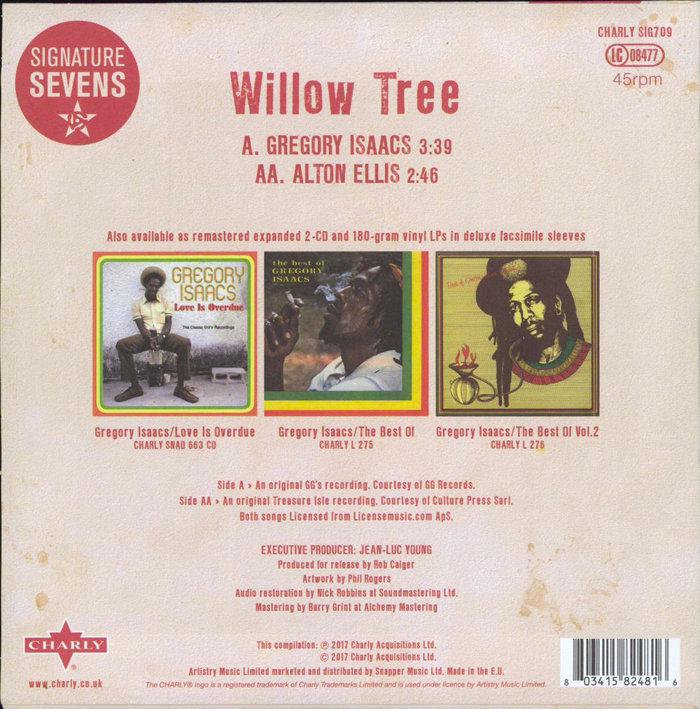 Gregory Isaacs Willow Tree UK 7" vinyl single (7 inch record / 45) 803415824816