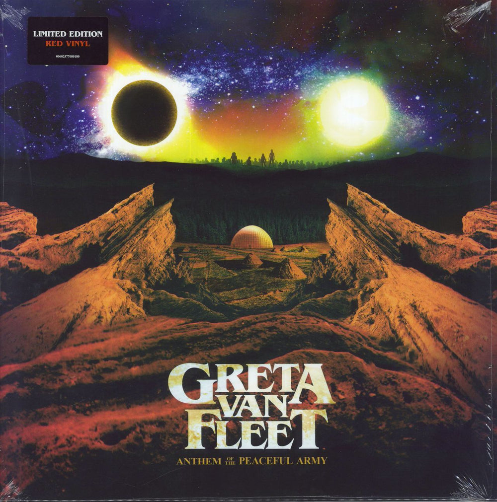 Greta Van Fleet Anthem Of The Peaceful - Red Vinyl - Shrink UK vinyl LP album (LP record) 00602577080180