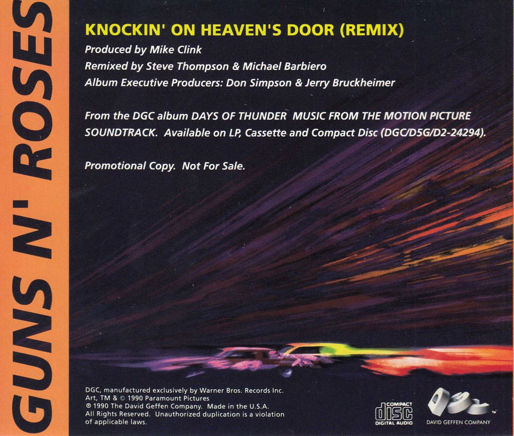 Guns N Roses Knocking On Heaven's Door US Promo CD single (CD5 / 5") GNRC5KN27122