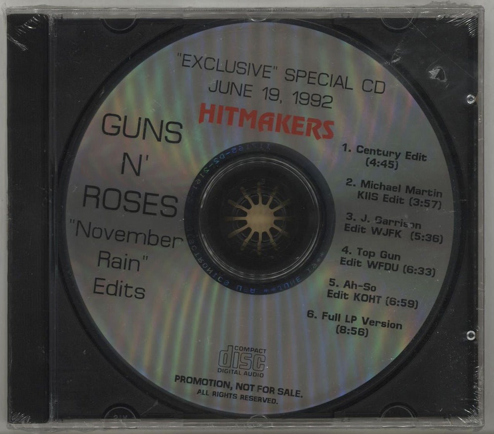 Guns N Roses November Rain Edits US Promo CD single (CD5 / 5") JUNE 19