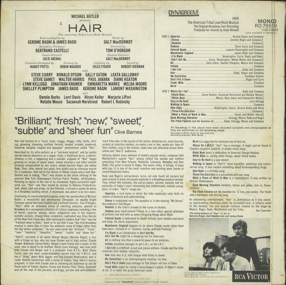 Hair (The Musical) Hair UK vinyl LP album (LP record)