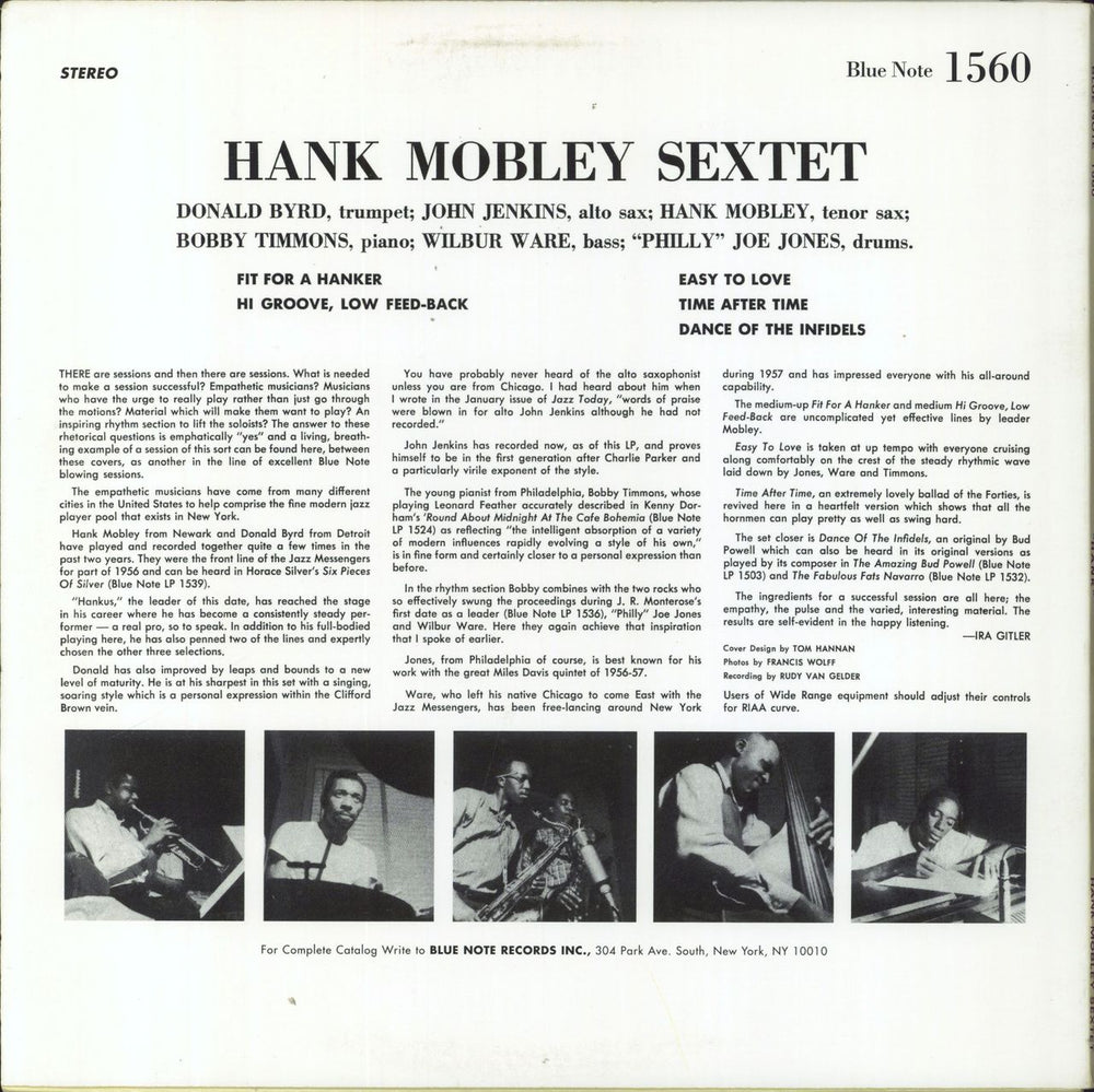 Hank Mobley Hank - EX US vinyl LP album (LP record)