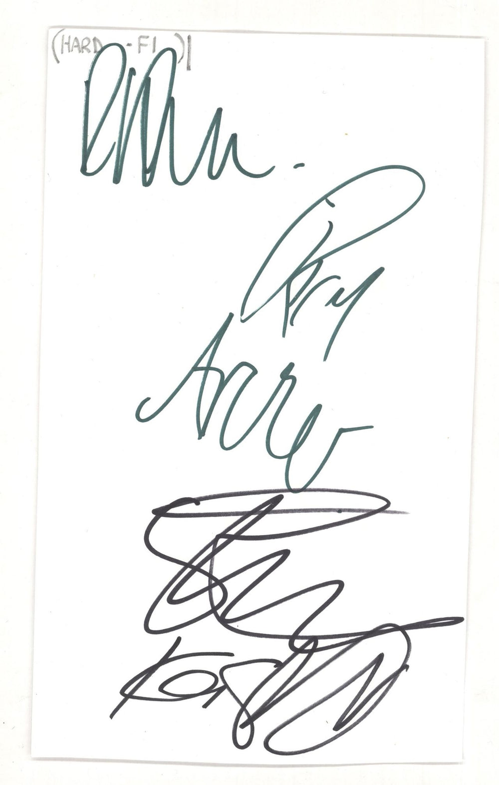 Hard-Fi Set of Autographs UK memorabilia AUTOGRAPHS