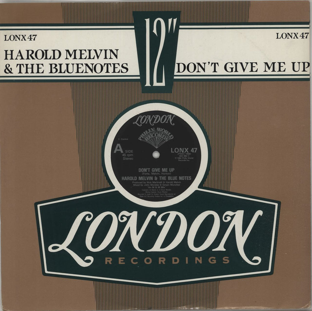 Harold Melvin & The Blue Notes Don't Give Me Up UK 12" vinyl single (12 inch record / Maxi-single) LONX47