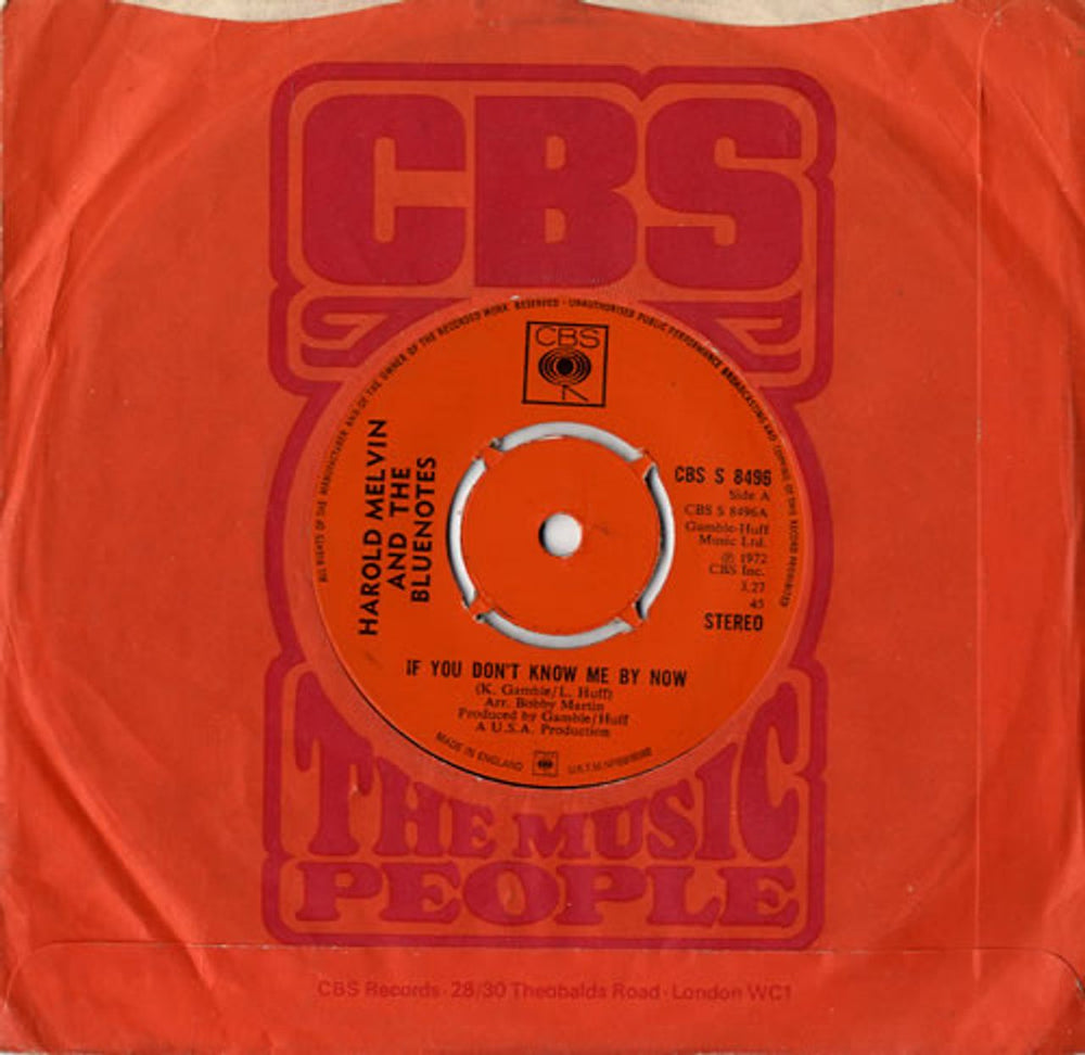 Harold Melvin & The Blue Notes If You Don't Know Me By Now - 4prong UK 7" vinyl single (7 inch record / 45) CBSS8496