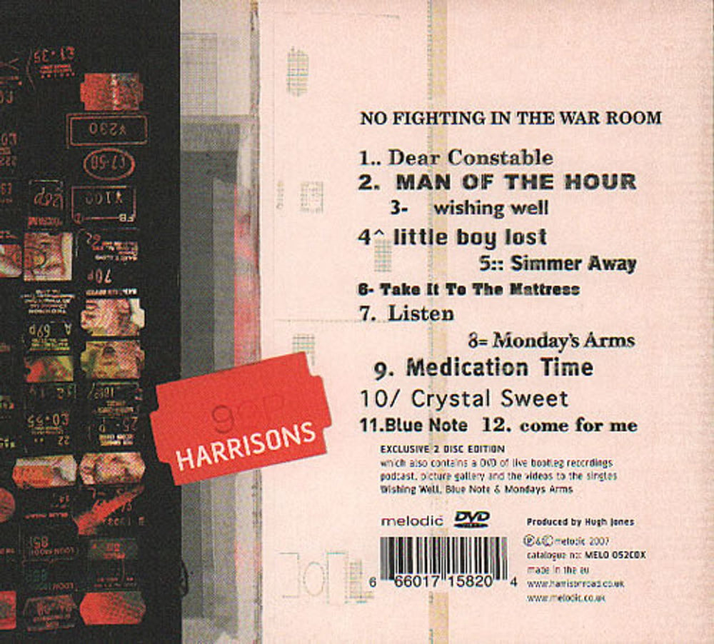 Harrisons No Fighting In The War Room UK 2-disc CD/DVD set HB52DNO637355