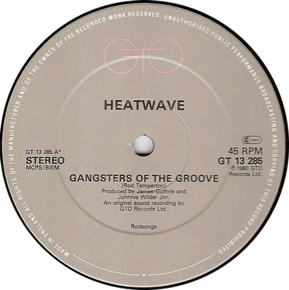 Heatwave Gangsters Of The Groove UK 12" vinyl single (12 inch record / Maxi-single) GT13285