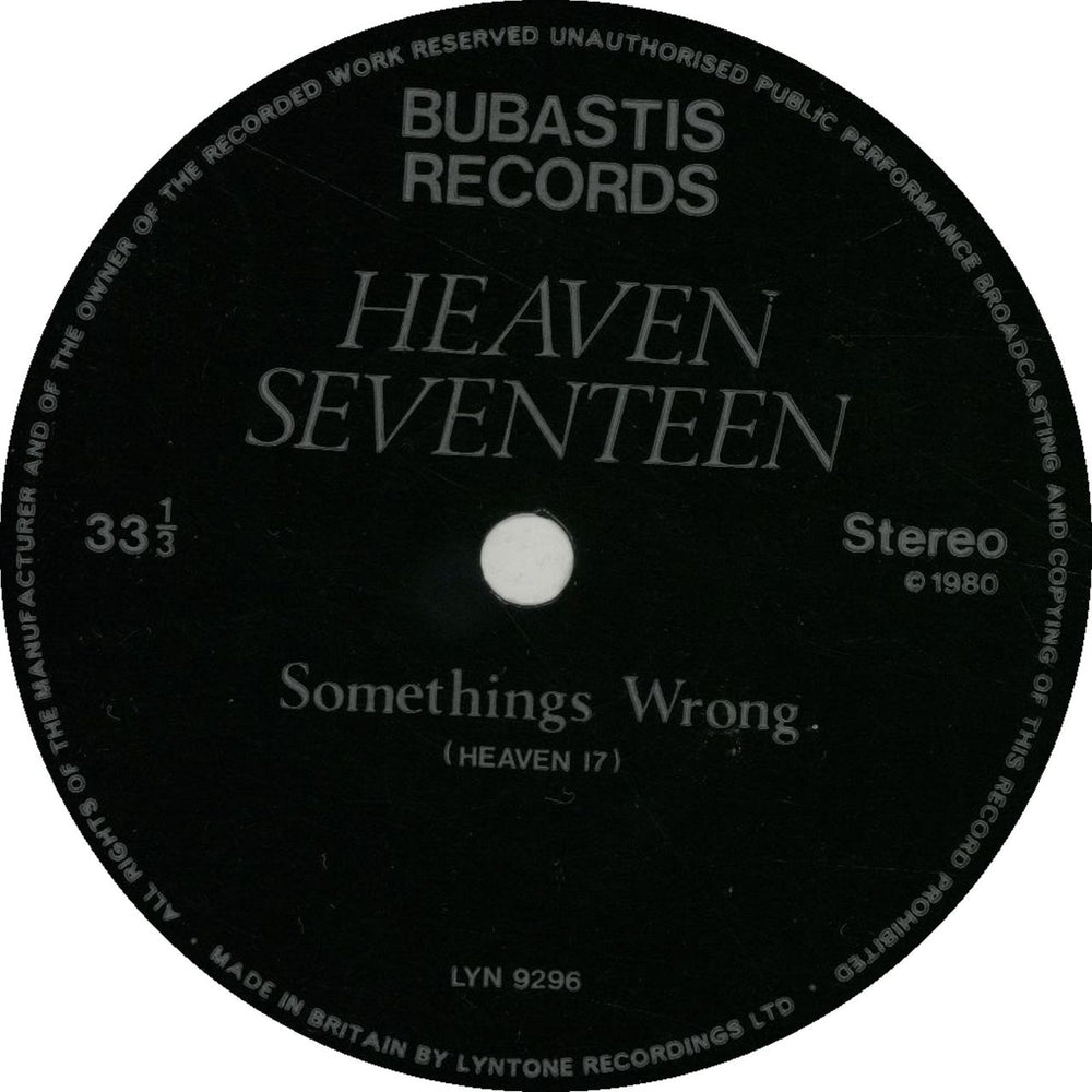 Heaven Seventeen Something's Wrong Flexi UK 7" vinyl single (7 inch record / 45) LYN9296