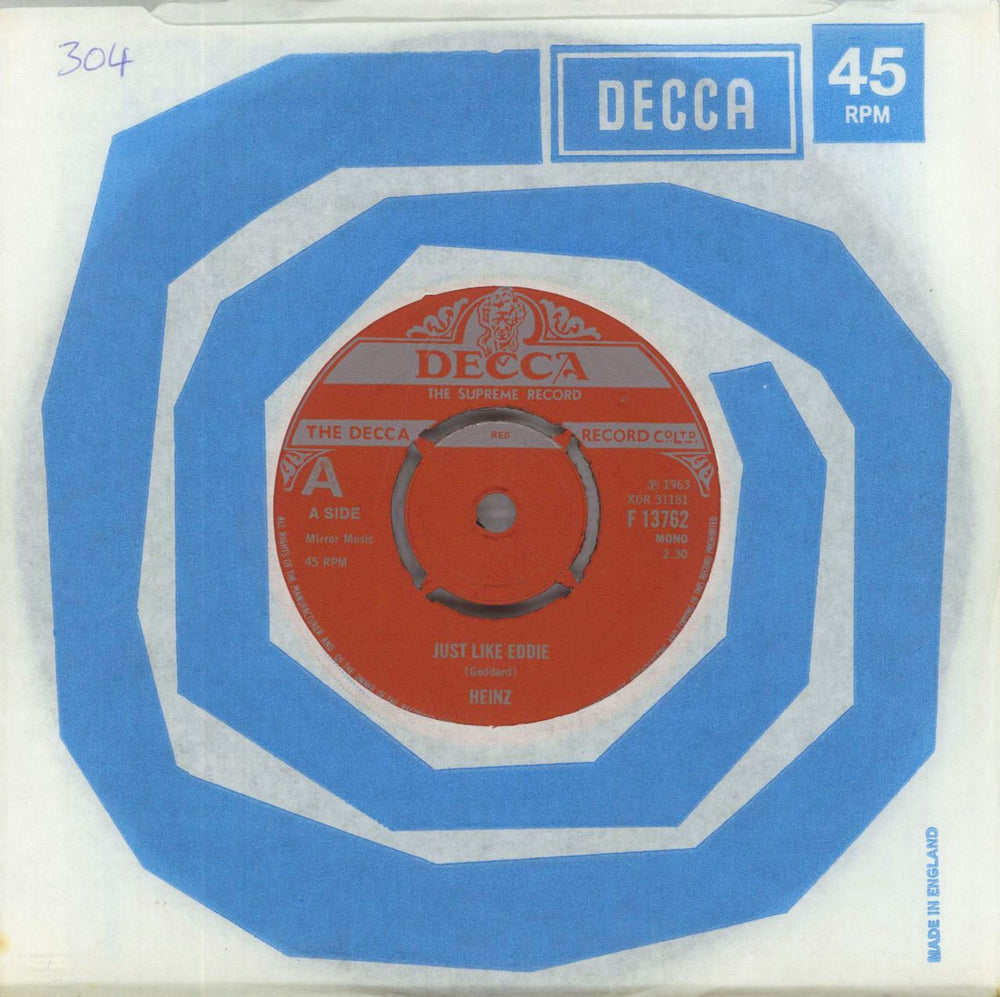 Heinz Just Like Eddie UK 7" vinyl single (7 inch record / 45) F11693