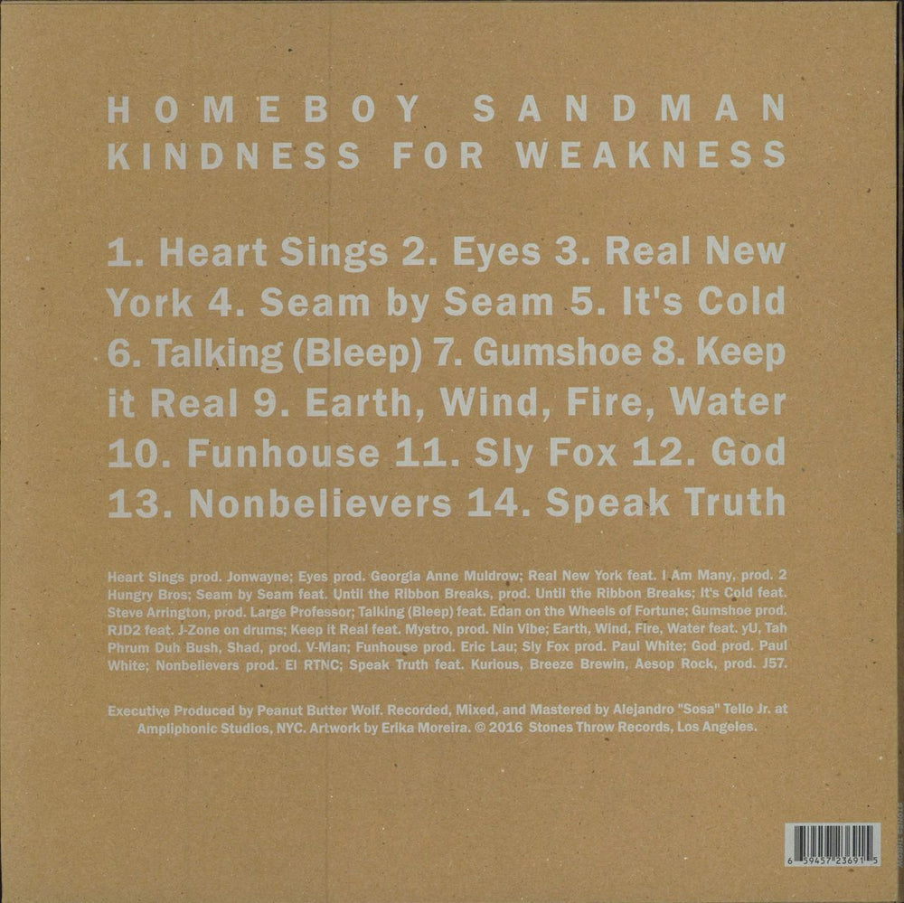 Homeboy Sandman Kindness For Weakness US vinyl LP album (LP record) 659457236915