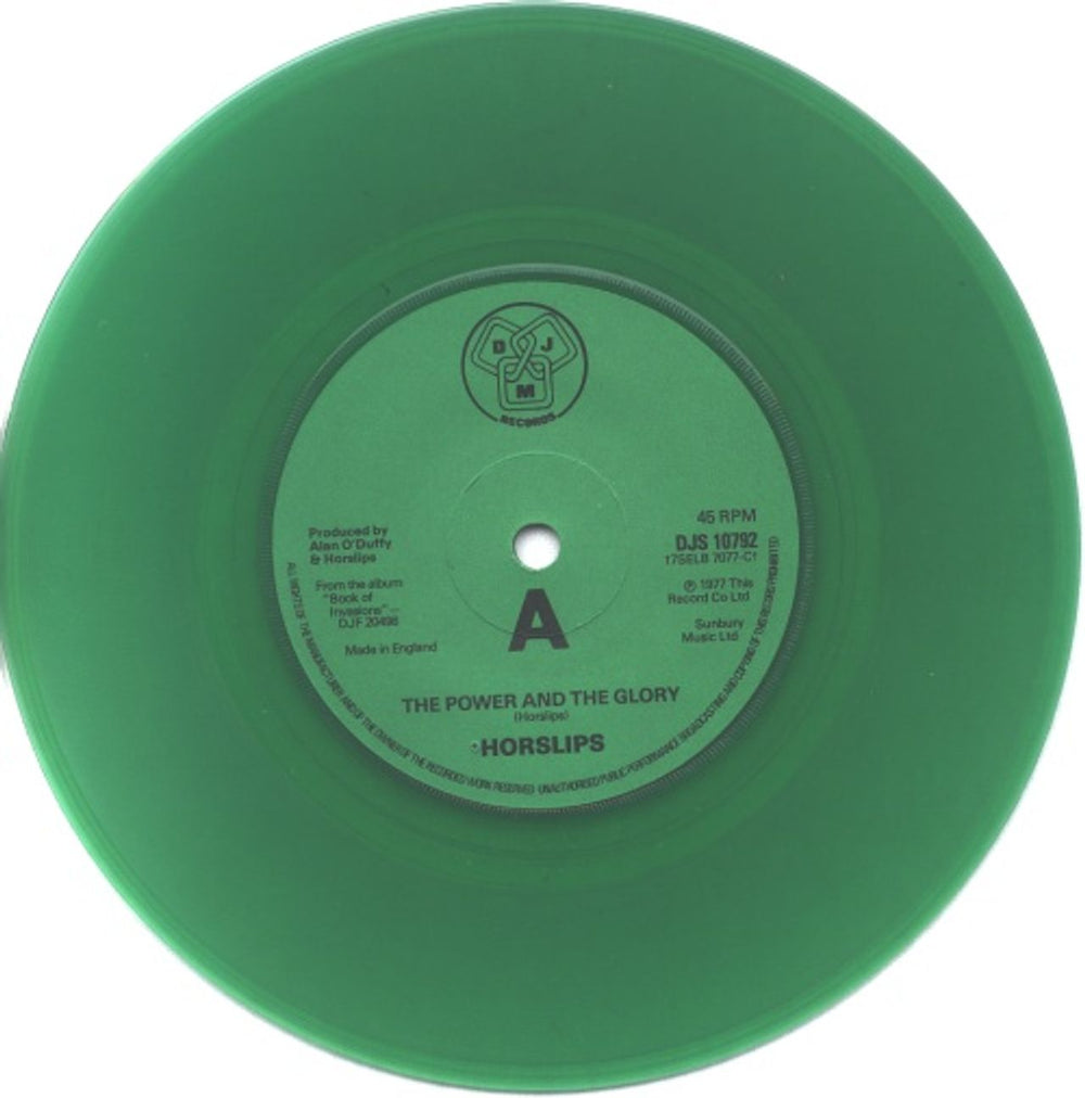 Horslips The Power And The Glory - Green Vinyl UK 7" vinyl single (7 inch record / 45) OSL07TH272768