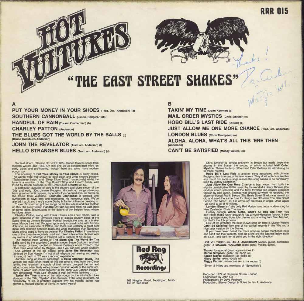 Hot Vultures The East Street Shakes - Autographed UK vinyl LP album (LP record)
