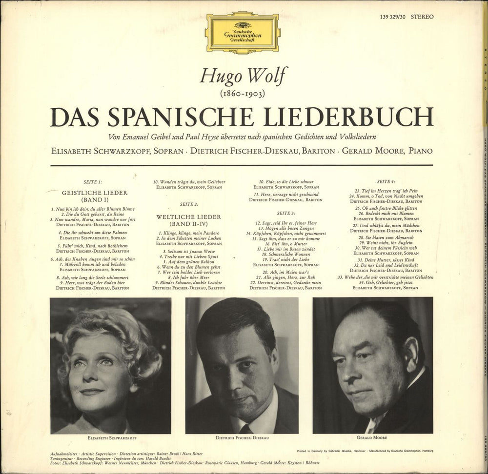 Hugo Wolf Das Spanische Liederbuch German 2-LP vinyl record set (Double LP Album)