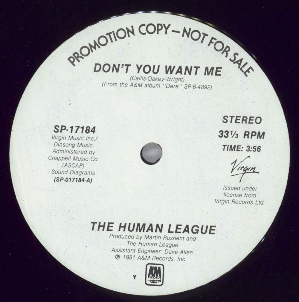 Human League Don't You Want Me US Promo 12" vinyl single (12 inch record / Maxi-single) SP17184