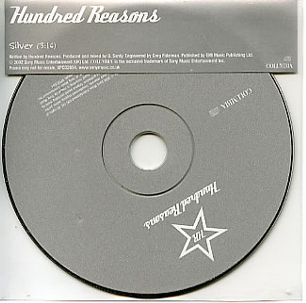 Hundred Reasons Silver UK Promo CD single (CD5 / 5") XPCD2654