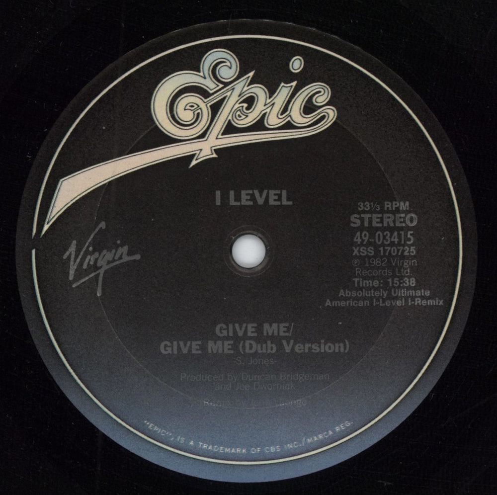 I-Level Give Me US 12" vinyl single (12 inch record / Maxi-single)