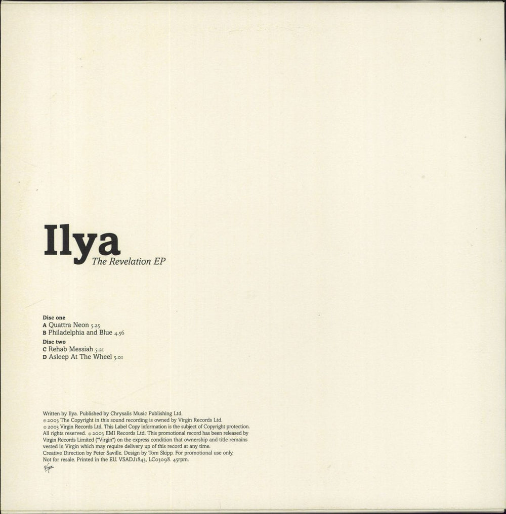 Ilya The Revelation E.P. UK Promo 10" vinyl single (10 inch record)