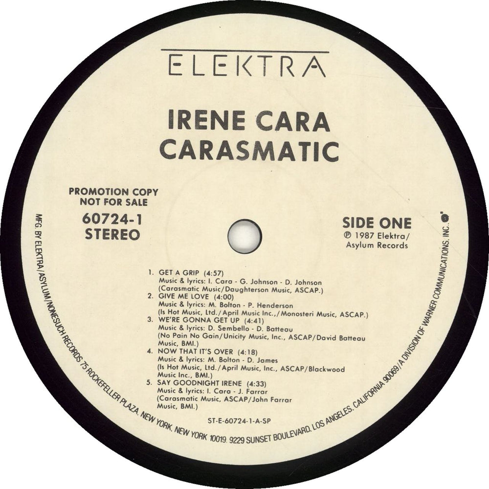 Irene Cara Carasmatic US Promo vinyl LP album (LP record) IRCLPCA699384