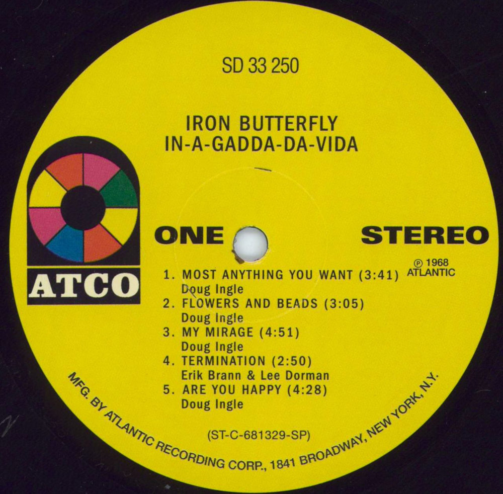 Iron Butterfly In-A-Gadda-Da Vida - EX US vinyl LP album (LP record) IRBLPIN807415