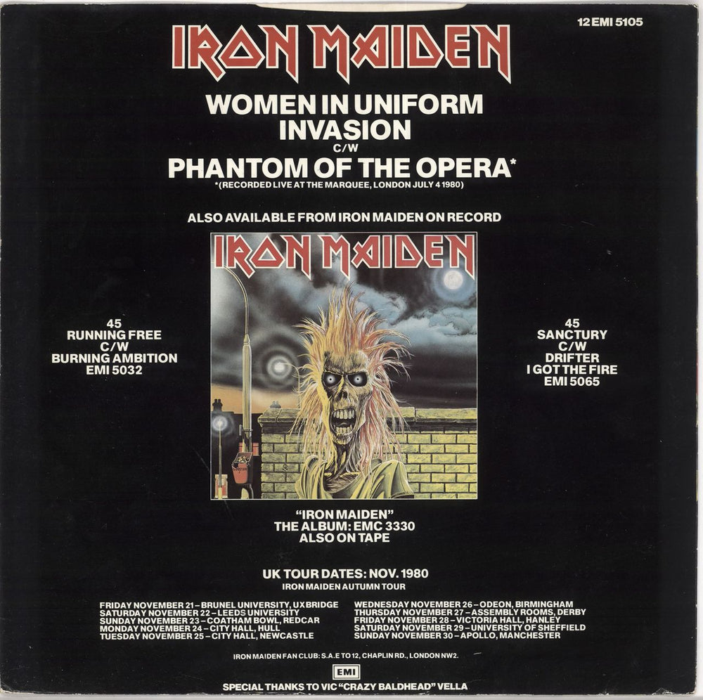 Iron Maiden Women In Uniform - Black & Silver label UK 12" vinyl single (12 inch record / Maxi-single)