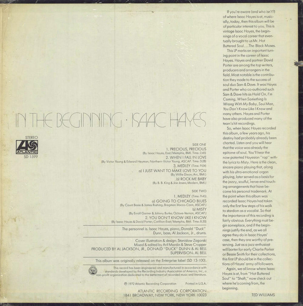 Isaac Hayes In The Beginning US vinyl LP album (LP record)