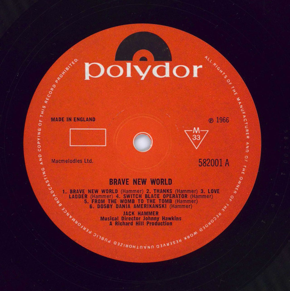 Jack Hammer Brave New World UK vinyl LP album (LP record)