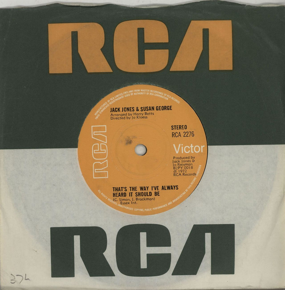 Jack Jones That's The Way I've Always Heard It Should Be UK 7" vinyl single (7 inch record / 45) RCA2276