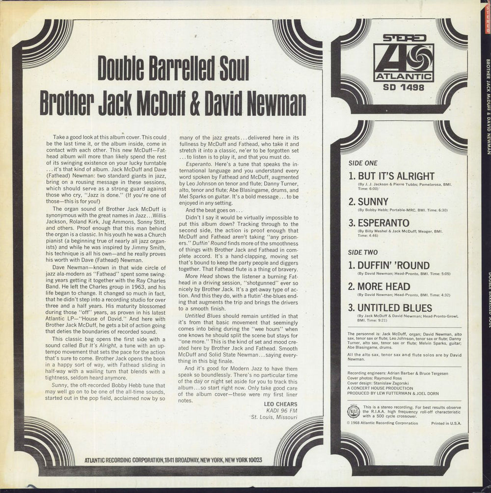 Jack McDuff Double Barrelled Soul US vinyl LP album (LP record)