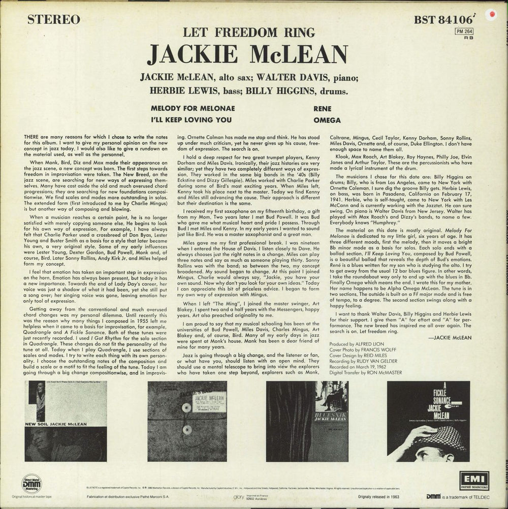 Jackie McLean Let Freedom Ring French vinyl LP album (LP record)