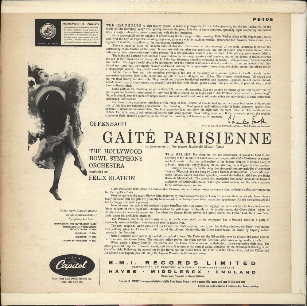 Jacques Offenbach Gaite Parisienne UK vinyl LP album (LP record)