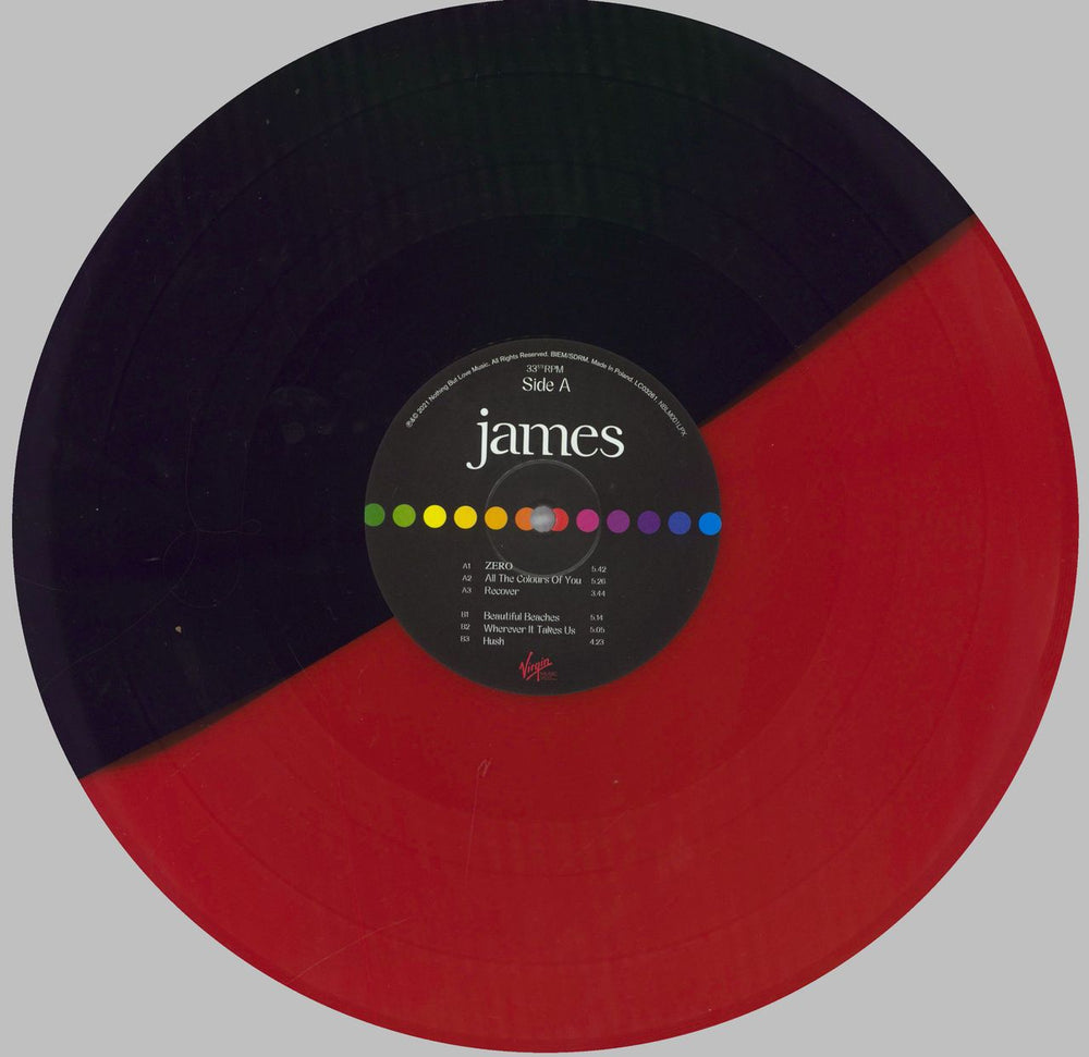 James All The Colours Of You - Red & Black Split Vinyl + Obi UK 2-LP vinyl record set (Double LP Album) JMS2LAL828135