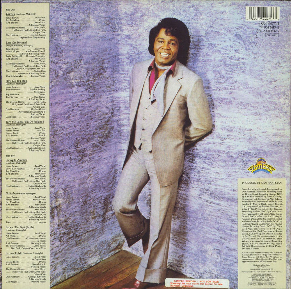 James Brown Gravity - Promo Stickered Dutch Promo vinyl LP album (LP record) 042283444713