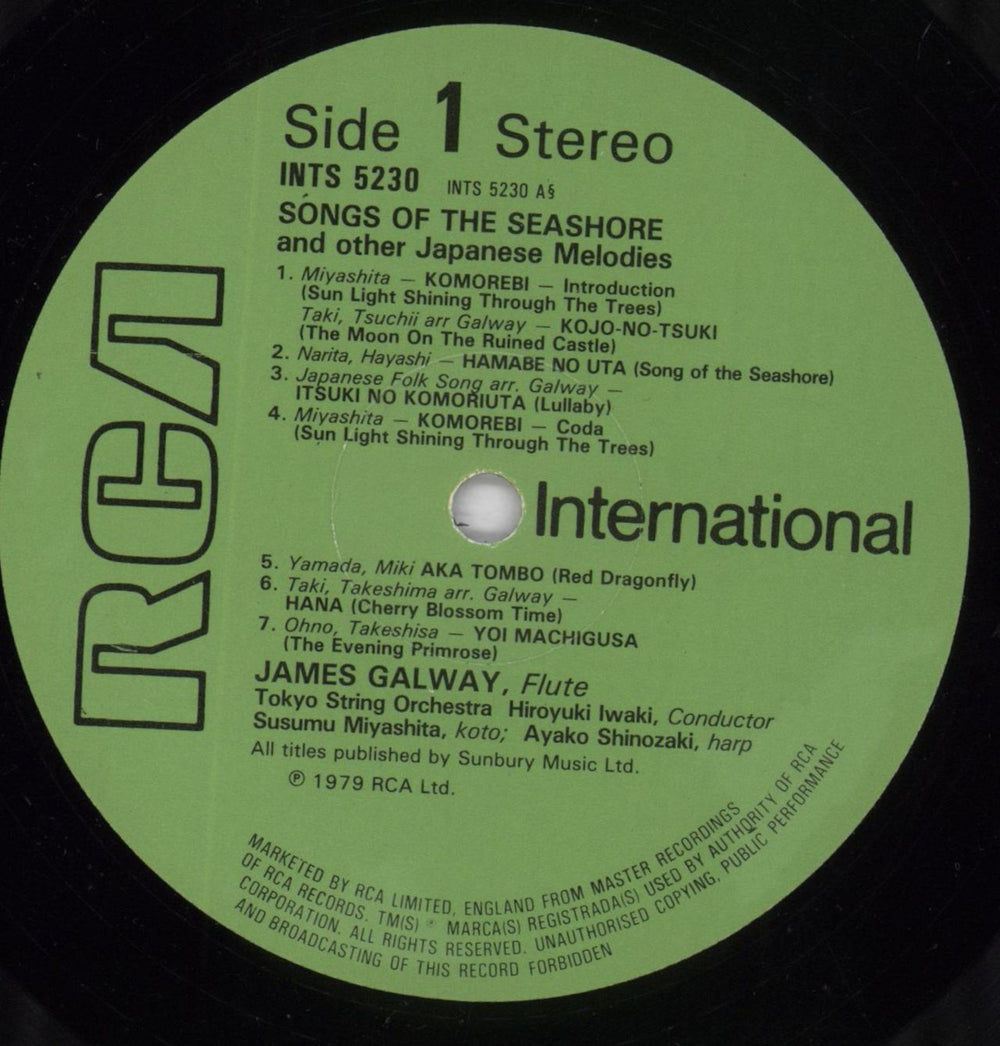 James Galway Song Of The Seashore UK vinyl LP album (LP record) 1JGLPSO829160