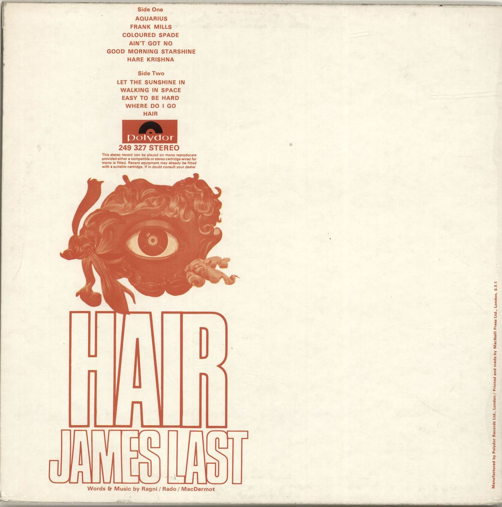 James Last Hair UK vinyl LP album (LP record)