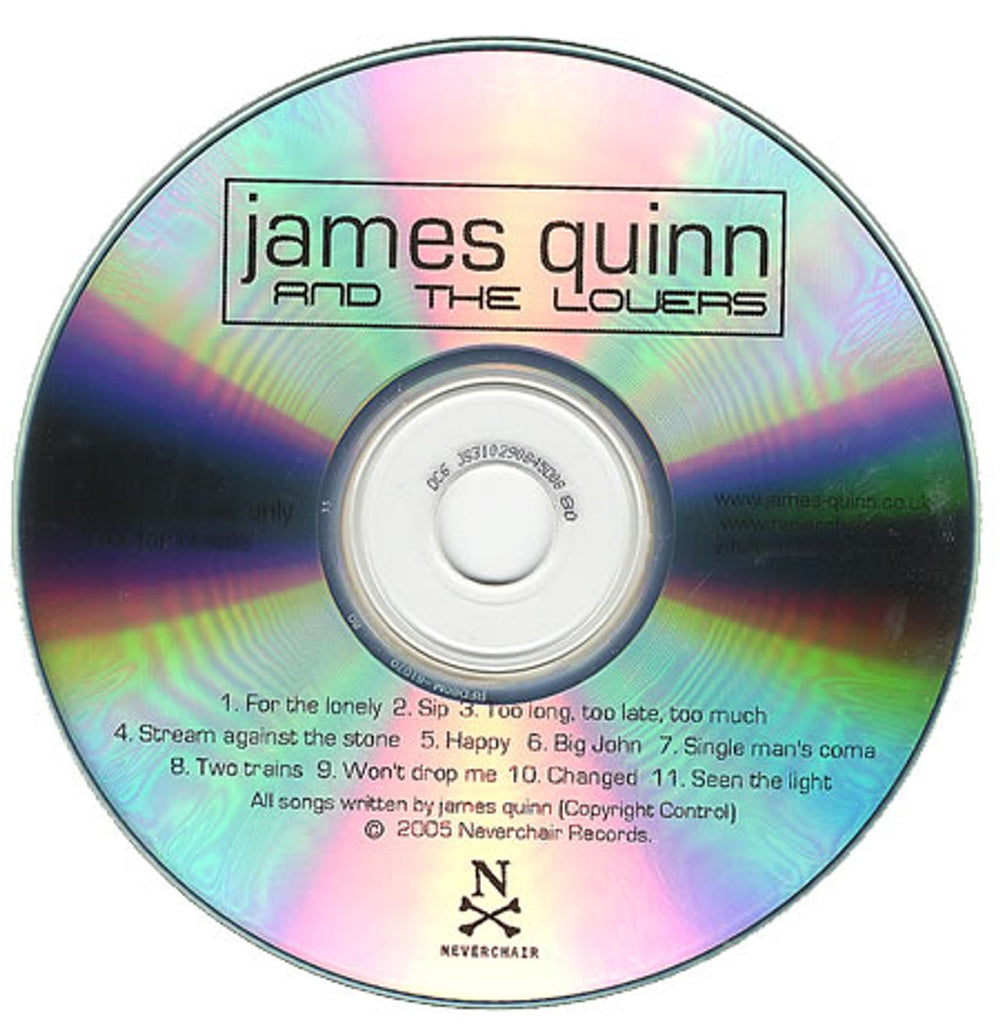 James Quinn James Quinn And The Lovers UK Promo CD-R acetate CD-R ACETATE