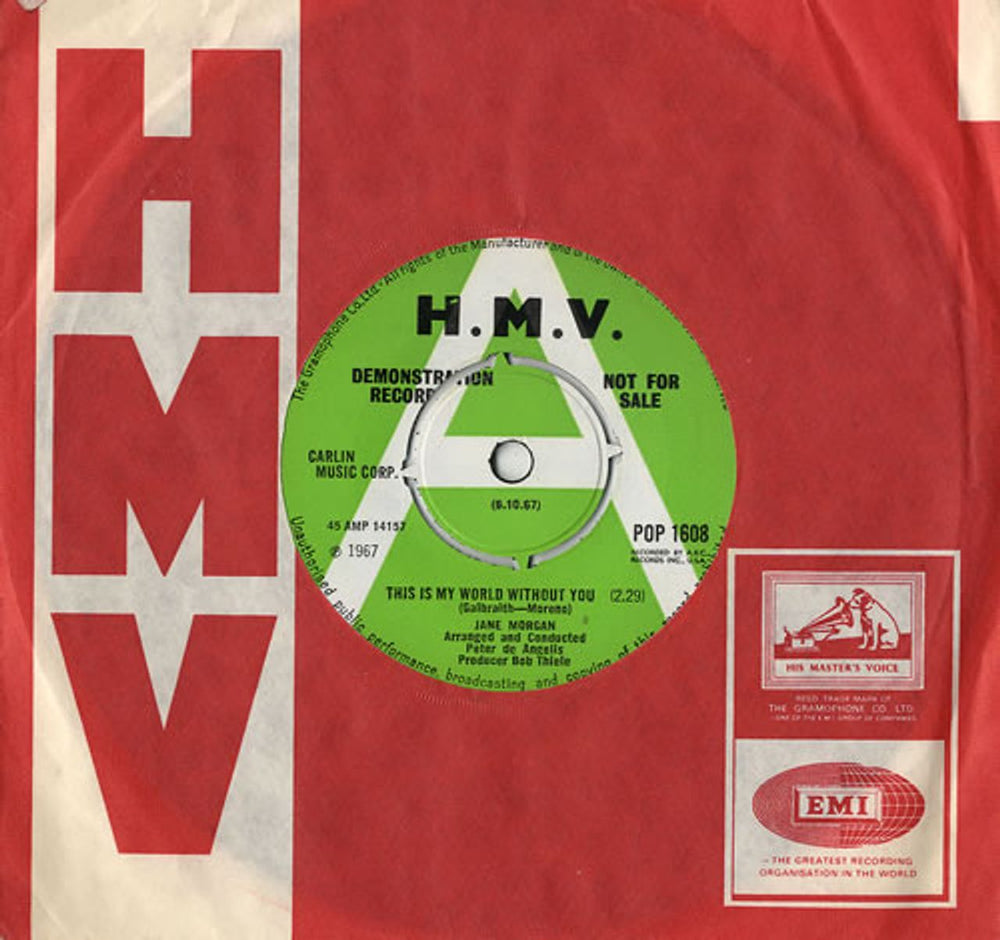 Jane Morgan This Is My World Without You UK Promo 7" vinyl single (7 inch record / 45) POP1608