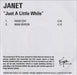 Janet Jackson Just A Little While UK Promo CD-R acetate CD-R ACETATE