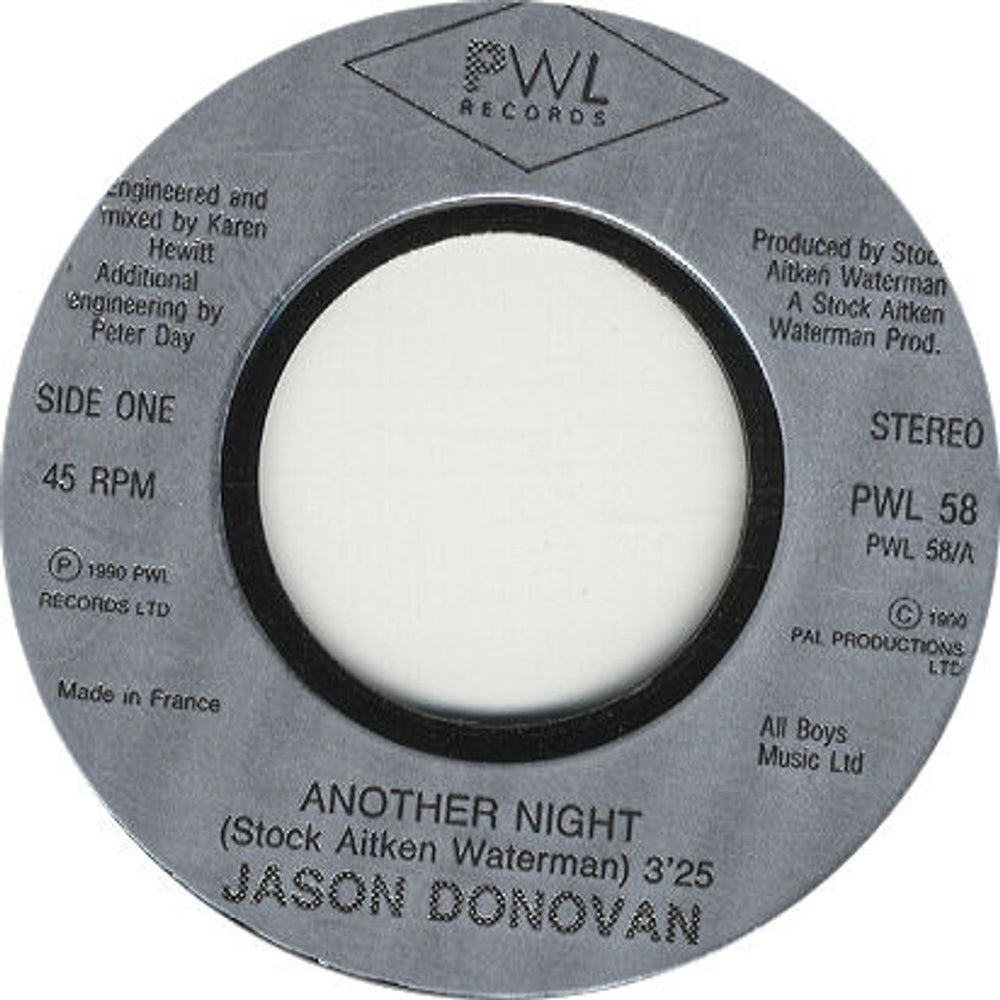 Jason Donovan Another Night - Jukebox Issue French 7" vinyl single (7 inch record / 45) PWL58