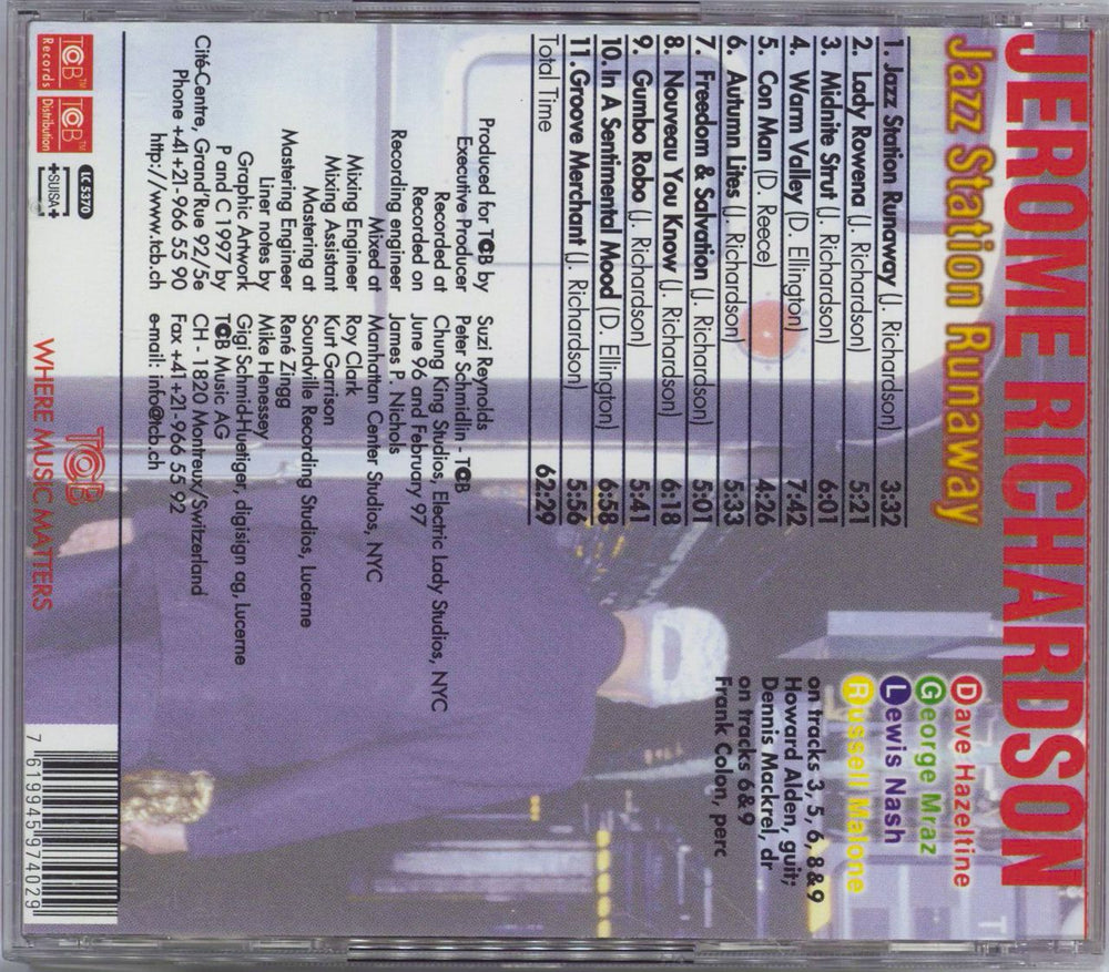 Jerome Richardson Jazz Station Runaway Swiss CD album (CDLP) 7619945974029