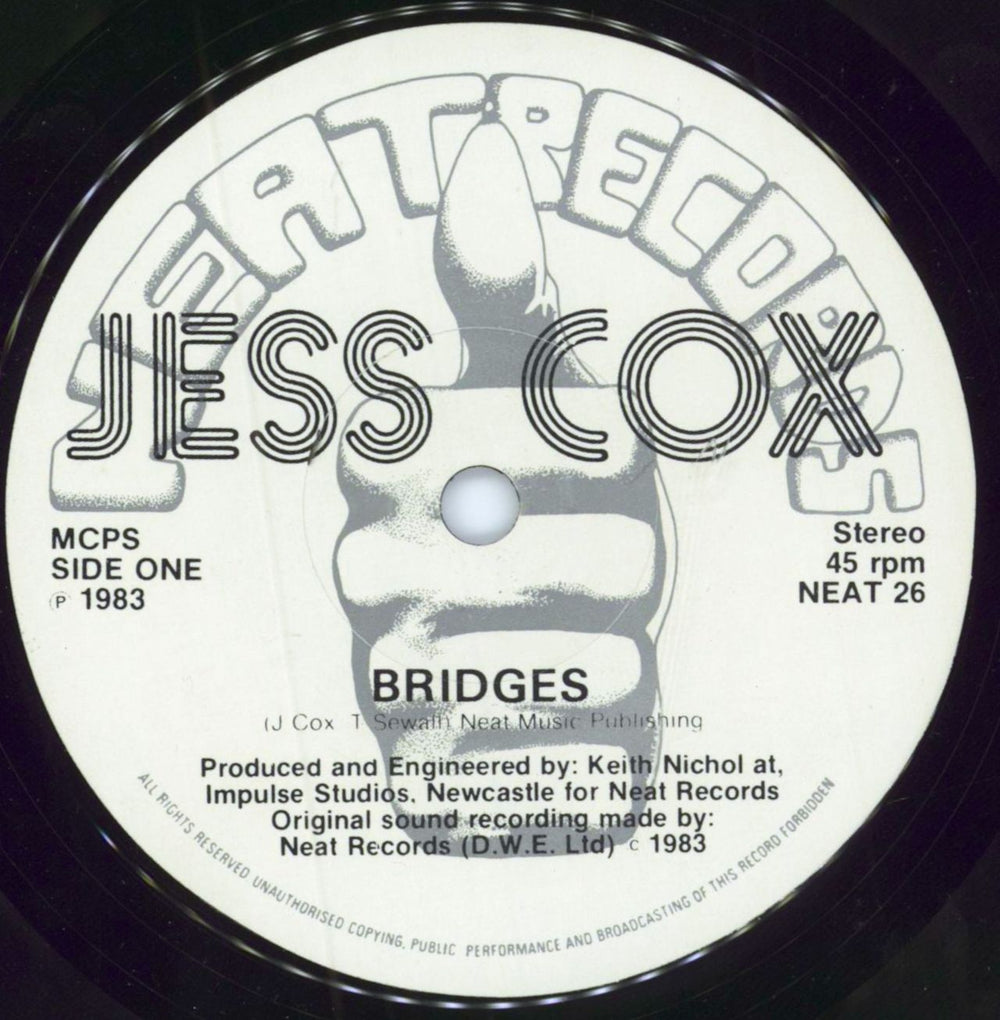 Jess Cox Bridges - Silver Neat Label + Sleeve UK 7" vinyl single (7 inch record / 45) 5HY07BR798918