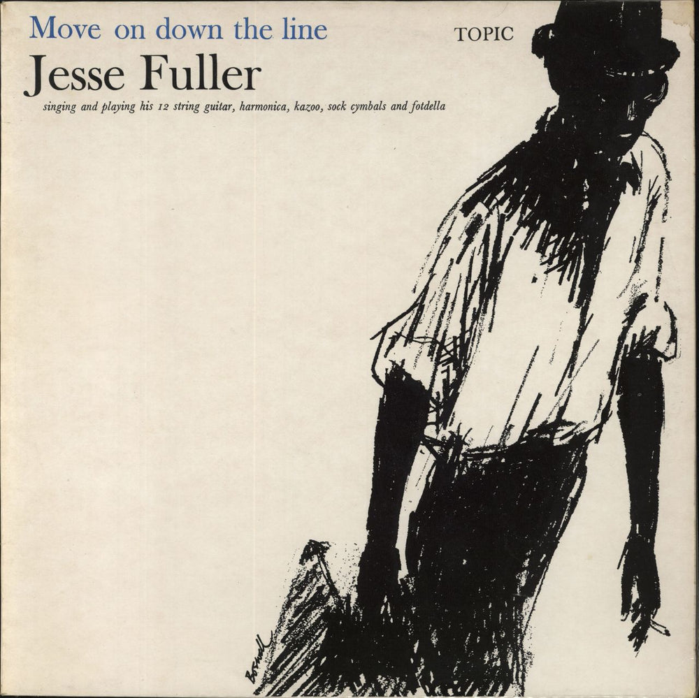 Jesse Fuller Move On Down The Line - 2nd - VG UK vinyl LP album (LP record) 12T134