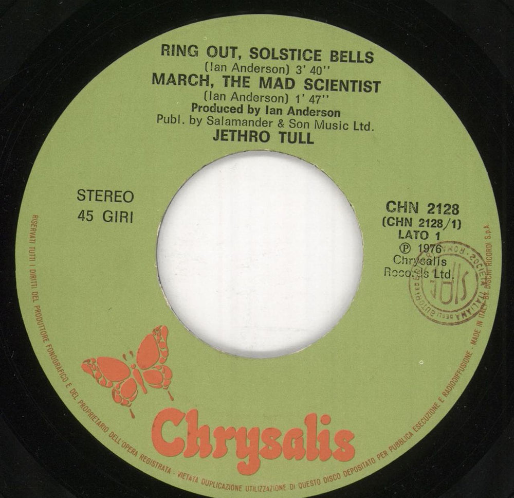 Jethro Tull Ring Out Solstice Bells EP - P/S Italian 7" vinyl single (7 inch record / 45) TUL07RI744901