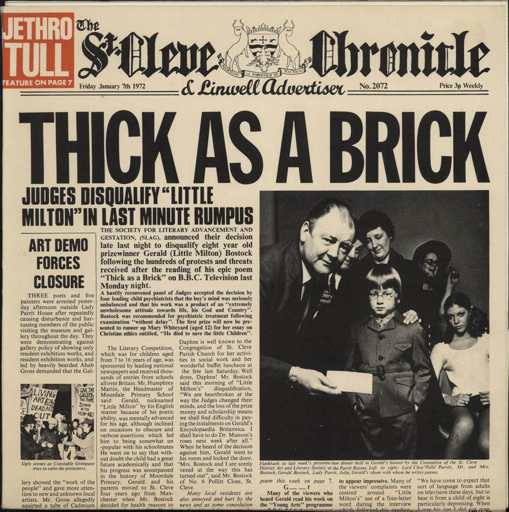 Jethro Tull Thick As A Brick - 2nd New Zealand vinyl LP album (LP record) L35213