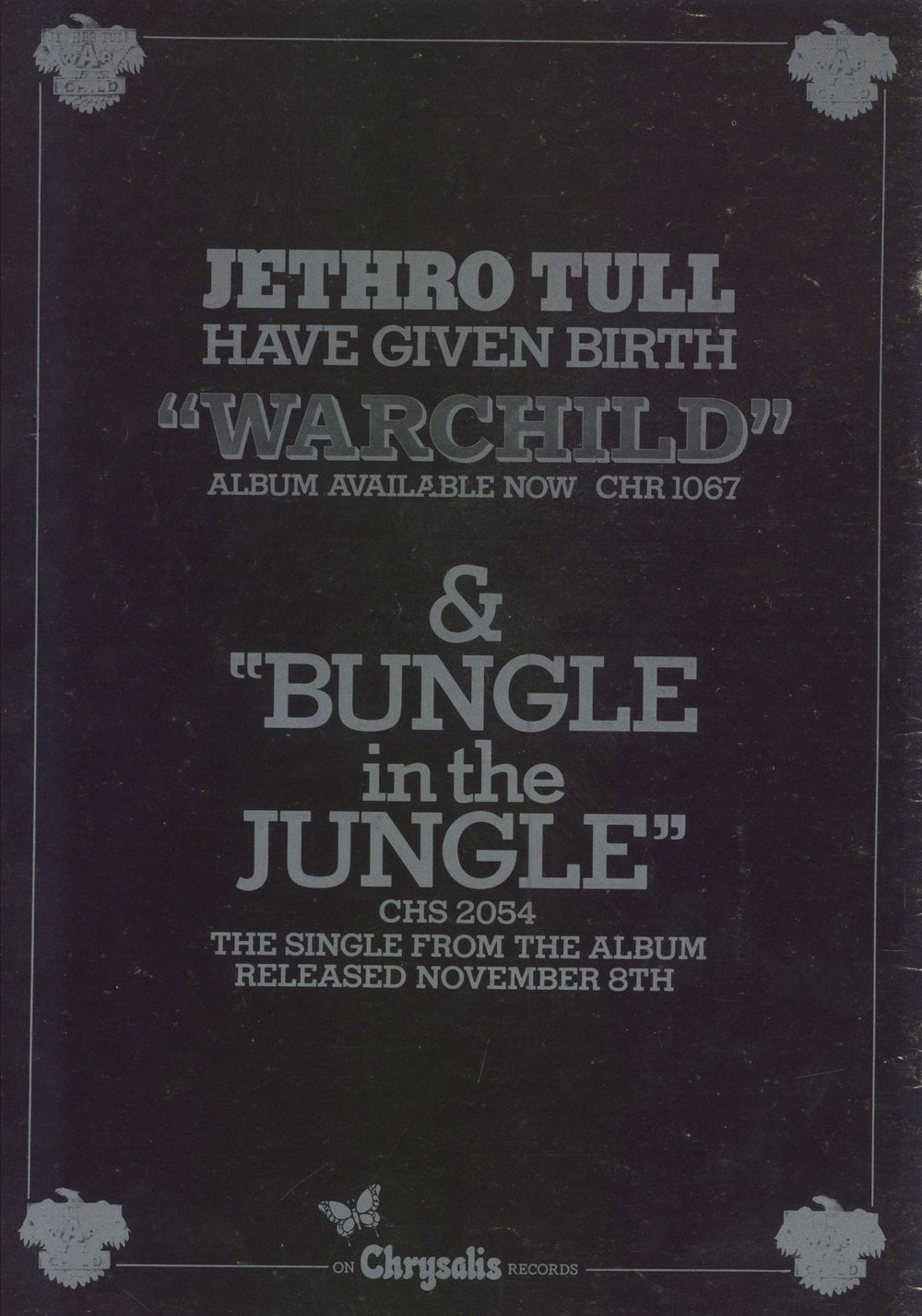 Jethro Tull War Child - EX UK tour programme
