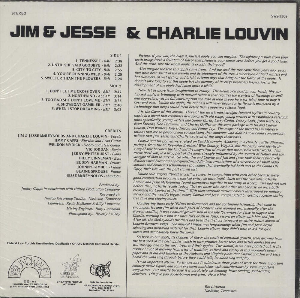 Jim & Jesse Jim & Jesse & Charlie Louvin US vinyl LP album (LP record)