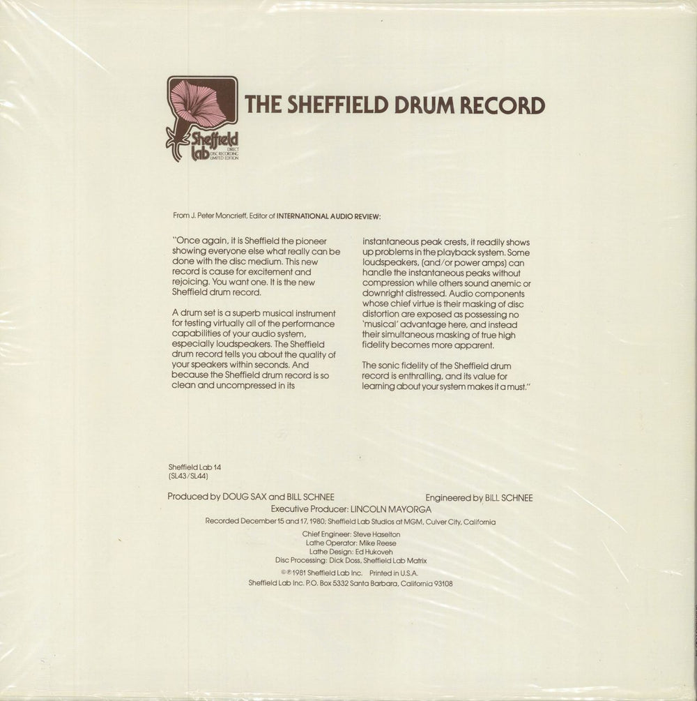 Jim Keltner The Sheffield Drum Record + Poly US 12" vinyl single (12 inch record / Maxi-single)