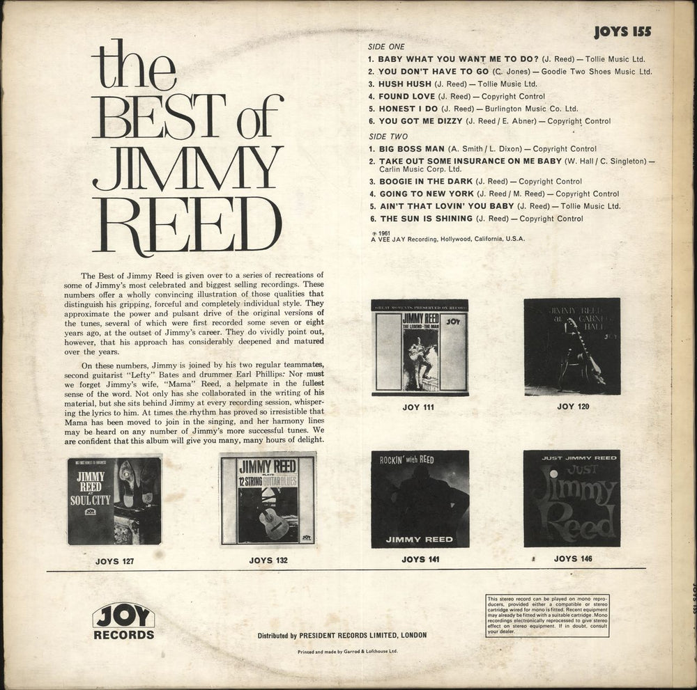 Jimmy Reed The Best Of Jimmy Reed UK vinyl LP album (LP record)