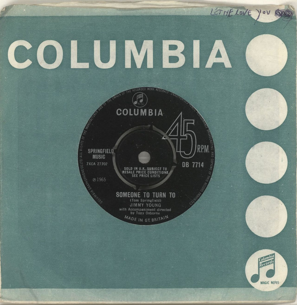 Jimmy Young (DJ) Someone To Turn To / Let Me Love You UK 7" vinyl single (7 inch record / 45) DB7714